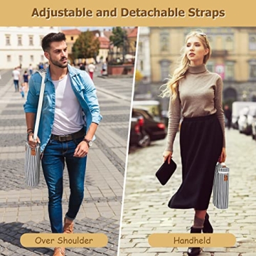 Tirrinia 2 Bottle Wine Gift Tote Bag, Insulated Wine Cooler Bag for Travel, Wedding, BYOB, Party, and Wine Accessories for Wine Lovers, Stripe