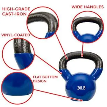 Sunny Health & Fitness Vinyl Coated Kettlebell 20-Pound