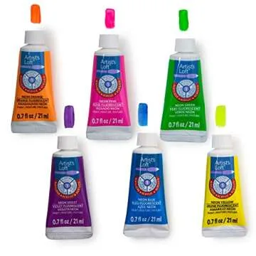 6 Assorted Neon Acrylic Paint Set by Artist's Loft - Academic Level Paint for Drawing, Painting, Art & Crafts Supplies - 1 Pack