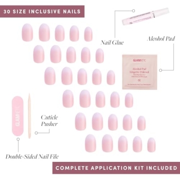 Glamnetic Press On Nails UV Finish Neutral Ombre Short Round