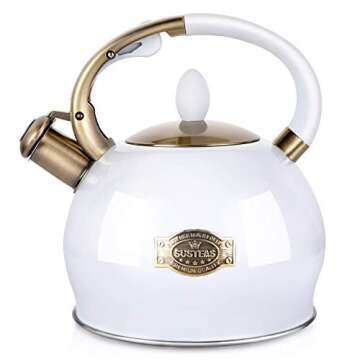 SUSTEAS Stove Top Whistling Tea Kettle-Surgical Stainless Steel Teakettle Teapot with Cool Toch Ergo...
