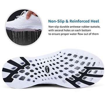 Racqua Mens Womens Lightweight Quick Drying Aqua Water Shoes Athletic Sport Walking Shoes Swimming Shoes White 7 Women/6 Men