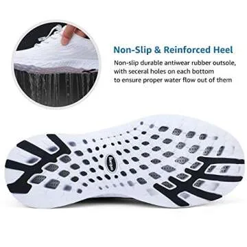 Racqua Mens Womens Lightweight Quick Drying Aqua Water Shoes Athletic Sport Walking Shoes Swimming Shoes White 7 Women/6 Men