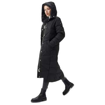 Orolay Women's Winter Maxi Jacket with Hood in Black