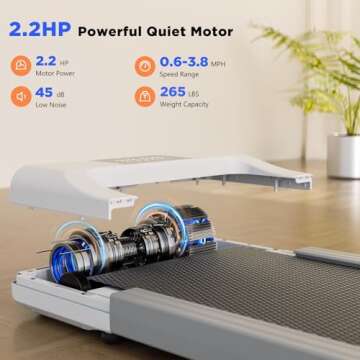 SupeRun Walking Pad, Under Desk Treadmill, 3 in 1 Portable Treadmill with Remote Control LED Display, 2.2 HP Quiet Walking Jogging Machine for Office Home Use, 250 Lbs Capacity