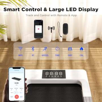 SupeRun Walking Pad, Under Desk Treadmill, 3 in 1 Portable Treadmill with Remote Control LED Display, 2.2 HP Quiet Walking Jogging Machine for Office Home Use, 250 Lbs Capacity