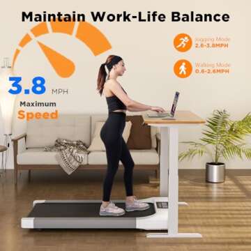SupeRun Walking Pad, Under Desk Treadmill, 3 in 1 Portable Treadmill with Remote Control LED Display, 2.2 HP Quiet Walking Jogging Machine for Office Home Use, 250 Lbs Capacity
