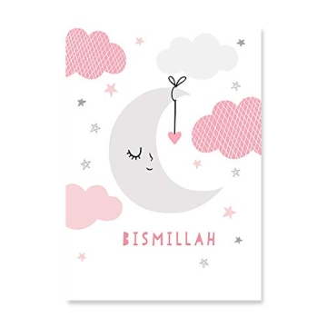 Sweet Pink Islamic Nursery Decor Canvas Art Engaging Gift