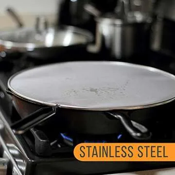 U.S. Kitchen Supply Set of 3 Classic 13" Splatter Screens - Stainless Steel Fine Mesh, Comfort Grip Handles - Use on Boiling Pots Frying Pans - Grease Oil Guard, Safe Cooking Splash Protection Lid