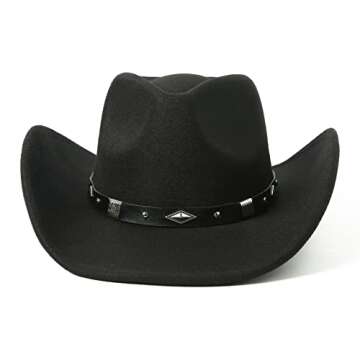 Lanzom Classic Felt Western Cowboy Hat for Adults