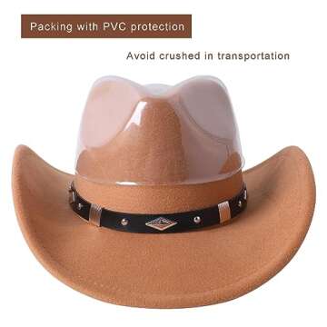 Lanzom Classic Felt Western Cowboy Hat for Adults