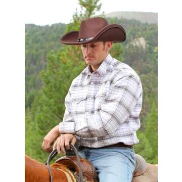 Lanzom Classic Felt Western Cowboy Hat for Adults