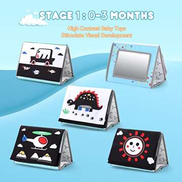Tummy Time Toys Baby Mirror, Newborn Toys Infant Toys 0-3 Months, Tummy Time Mirror High Contrast Black White Baby Toys 0-6 Months, Baby Toys 3-6 Months Infant Toys for 0 3 6 9 12 Months Girls Boys