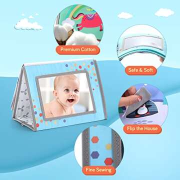 Tummy Time Toys Baby Mirror, Newborn Toys Infant Toys 0-3 Months, Tummy Time Mirror High Contrast Black White Baby Toys 0-6 Months, Baby Toys 3-6 Months Infant Toys for 0 3 6 9 12 Months Girls Boys