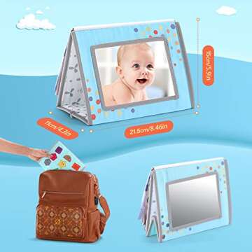 Tummy Time Toys Baby Mirror, Newborn Toys Infant Toys 0-3 Months, Tummy Time Mirror High Contrast Black White Baby Toys 0-6 Months, Baby Toys 3-6 Months Infant Toys for 0 3 6 9 12 Months Girls Boys