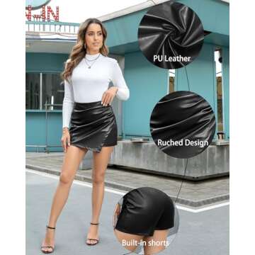 trendfoll Faux Leather Skorts for Women Stylish & Chic