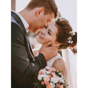 Fstrend Bridal Wedding Hair Pins Silver Sparkly Rhinestones Pearls Flower Hair Pin Bride Hairpieces Gorgeous Hair Accessories for Women(Pack of 2) (Silver)