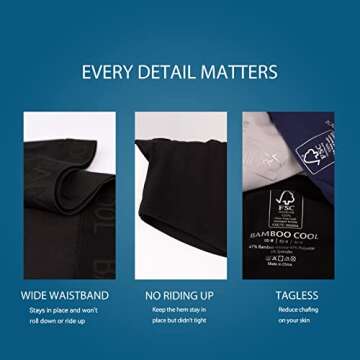 BAMBOO COOL Men's Underwear Boxer Briefs Soft Breathable Performance Underwear for Men 4 Pack (L)