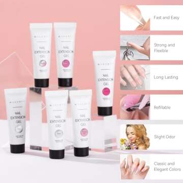 Makartt Poly Nail Gel Set - 6 Colors for Nail Extensions