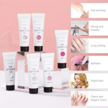 Makartt Poly Nail Gel Set - 6 Colors for Nail Extensions