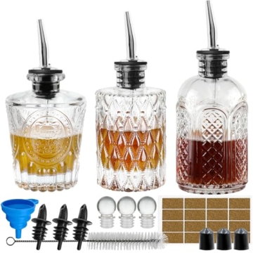 INFTYLE Syrup Bottle Set of 3 - Syrup Dispenser with Leak-Proof Lids Pour Spout Ideal for Coffee Syr...