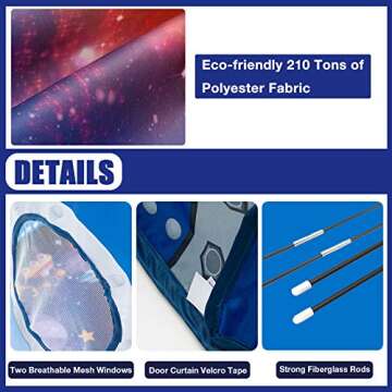 WillingHeart Rocket Ship Play Tent for Kids, Astronaut Spaceship Space Themed Pretend Playhouse Indoor Outdoor Games Party Children Pop Up Foldable Tent Birthday Toy for Boys Girls Toddler Baby