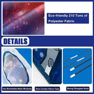 WillingHeart Rocket Ship Play Tent for Kids, Astronaut Spaceship Space Themed Pretend Playhouse Indoor Outdoor Games Party Children Pop Up Foldable Tent Birthday Toy for Boys Girls Toddler Baby