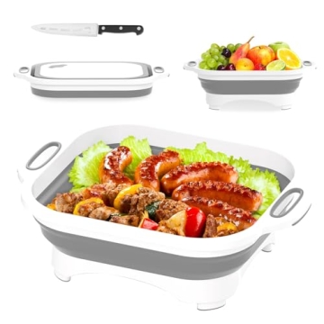 HI NINGER Collapsible Cutting Board - 3 in 1 Multifunction for Kitchen, Camping & BBQ