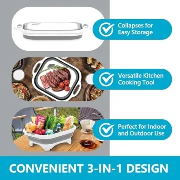 Multifunctional Collapsible Cutting Board For Kitchen and Camping