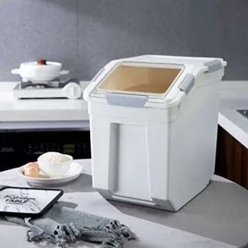 HANAMYA 25 Liter Rice Storage Container with Measuring Cup, BPA Free, For Rice, Pet Food, and Flour