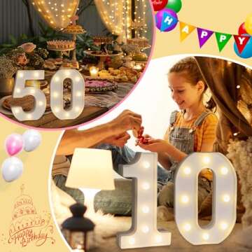 Decorative LED Light Up Number Letters, White Plastic Marquee Number Lights Sign for 21st Birthday Party Wedding Decor, Battery Operated (21)