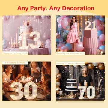 Decorative LED Light Up Number Letters, White Plastic Marquee Number Lights Sign for 21st Birthday Party Wedding Decor, Battery Operated (21)