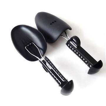 Happyupcity 2 Pairs Professional Adjustable Black Men Size Shoes Stretcher Practical Portable Keep Shape Shoe Trees Support Shape Plastic Boot Holder Shaper with Tension Metal Spring