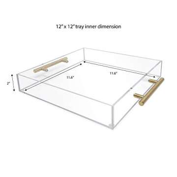 Isaac Jacobs Clear Acrylic Serving Tray - Multi-Purpose (12x12) for Any Occasion