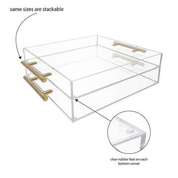 Elegant Isaac Jacobs Clear Acrylic Serving Tray with Handles