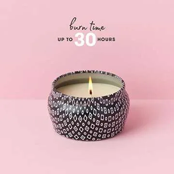 Capri Blue Volcano Scented Mini Tin Jar Candle - Printed Mini Tin Candles for Home Scented with Tropical Fruit & Sugared Citrus - Long Lasting Soy Wax Blend - Black (3 oz)