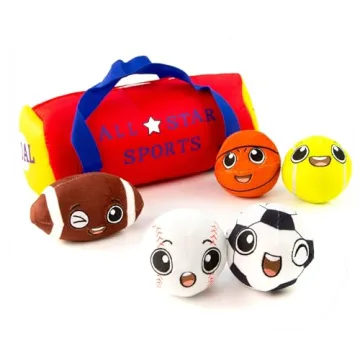 BABY K My First Sports Bag for Baby with 5 Plush Sports Balls - Rattle Balls for Baby with Sound - S...