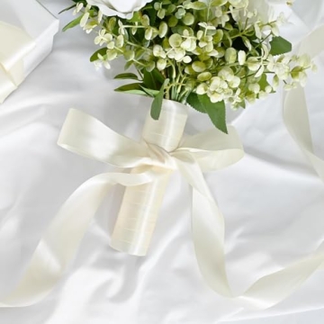 Buy LEEQE Double Face Ivory Satin Ribbon for Elegant Gift Wrapping