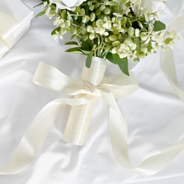 Buy LEEQE Double Face Ivory Satin Ribbon for Elegant Gift Wrapping