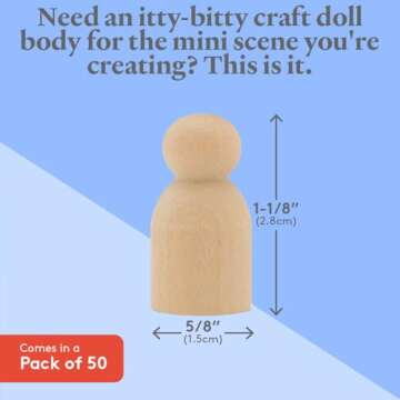 Quality Wooden Peg Dolls for Crafts - Pack of 50
