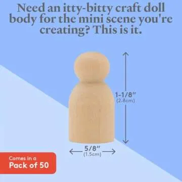 Quality Wooden Peg Dolls for Crafts - Pack of 50