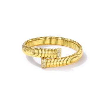 KeyStyle Gold Cuff Bracelet for Women, Flexible Adjustable Design, High-Quality 18k Gold Plated