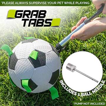 Hyper Pet The Original Grab Tabs Dog Soccer Ball with Straps (5")-Indoor or Outdoor, Interactive Dur...