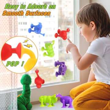 CreateView Bath Toys for Kids Toddlers Suction Cup Toys Animals Suction Sensory Toys Family Game Preschool Window Travel Toy Set - 40pcs Large Egg Container