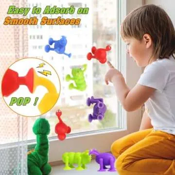 CreateView Bath Toys for Kids Toddlers Suction Cup Toys Animals Suction Sensory Toys Family Game Preschool Window Travel Toy Set - 40pcs Large Egg Container