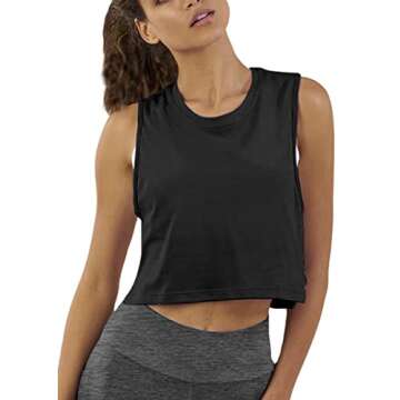 Bestisun Women's Flattering Crop Tank Top for Workouts