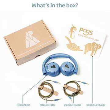 POGS Kids Wired Headphones | The Elephant | Foldable and Durable Headphones for Kids 3+ with Volume Control, Microphone, Volume Limiter 85 dB | Music-Sharing Function | (3.2ft, 3.5mm)