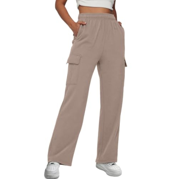 AUTOMET Womens Cargo Sweatpants: Comfy High Waisted Joggers with Pockets