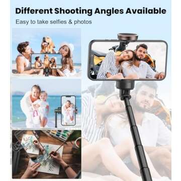TONEOF 60" Selfie Stick Tripod for Video,All-in-1 Extendable Cell Phone Tripod Stand with Integrated Remote,360° Rotate Lightweight & Portable Tripod for 4-7” iPhone/Android/Photo & Video Kits/Travel