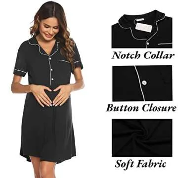 Ekouaer 3 in 1 Maternity Hospital Gown for Women